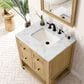 James Martin Vanities Breckenridge 30" Single Bathroom Vanity in Light Natural Oak with 3 cm Carrara White Marble Top and Rectangular Sink, , large