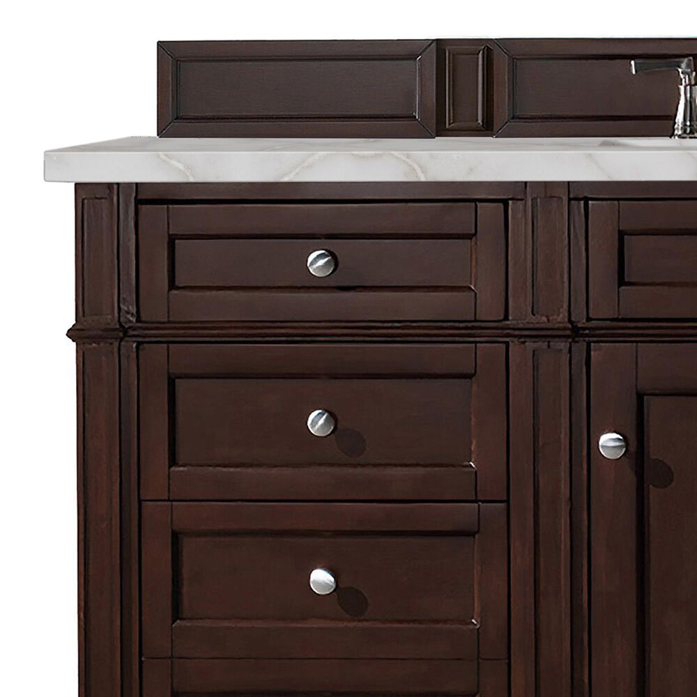 James Martin Vanities Brittany 60" Single Bathroom Vanity in Burnished Mahogany with 3 cm Eternal Jasmine Pearl Silestone Top, Rectangular Sink and FreePower Wireless Charger, , large