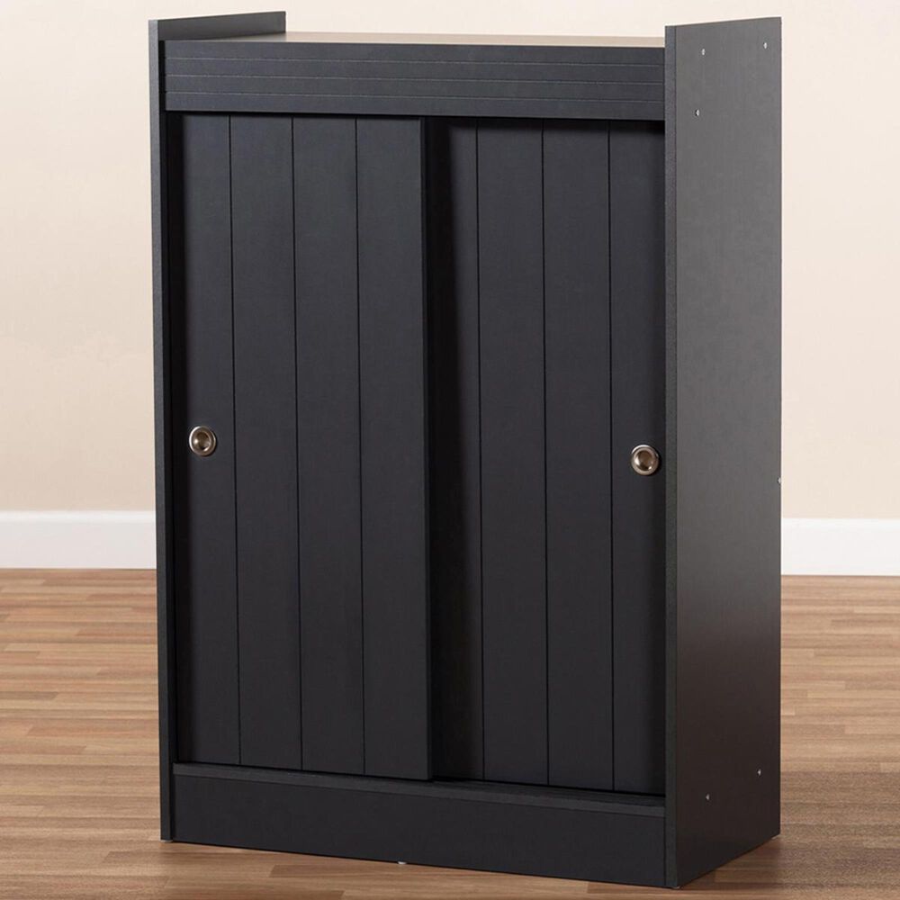 Baxton Studio Leone 2-Door Entryway Shoe Storage Cabinet in Gray, , large