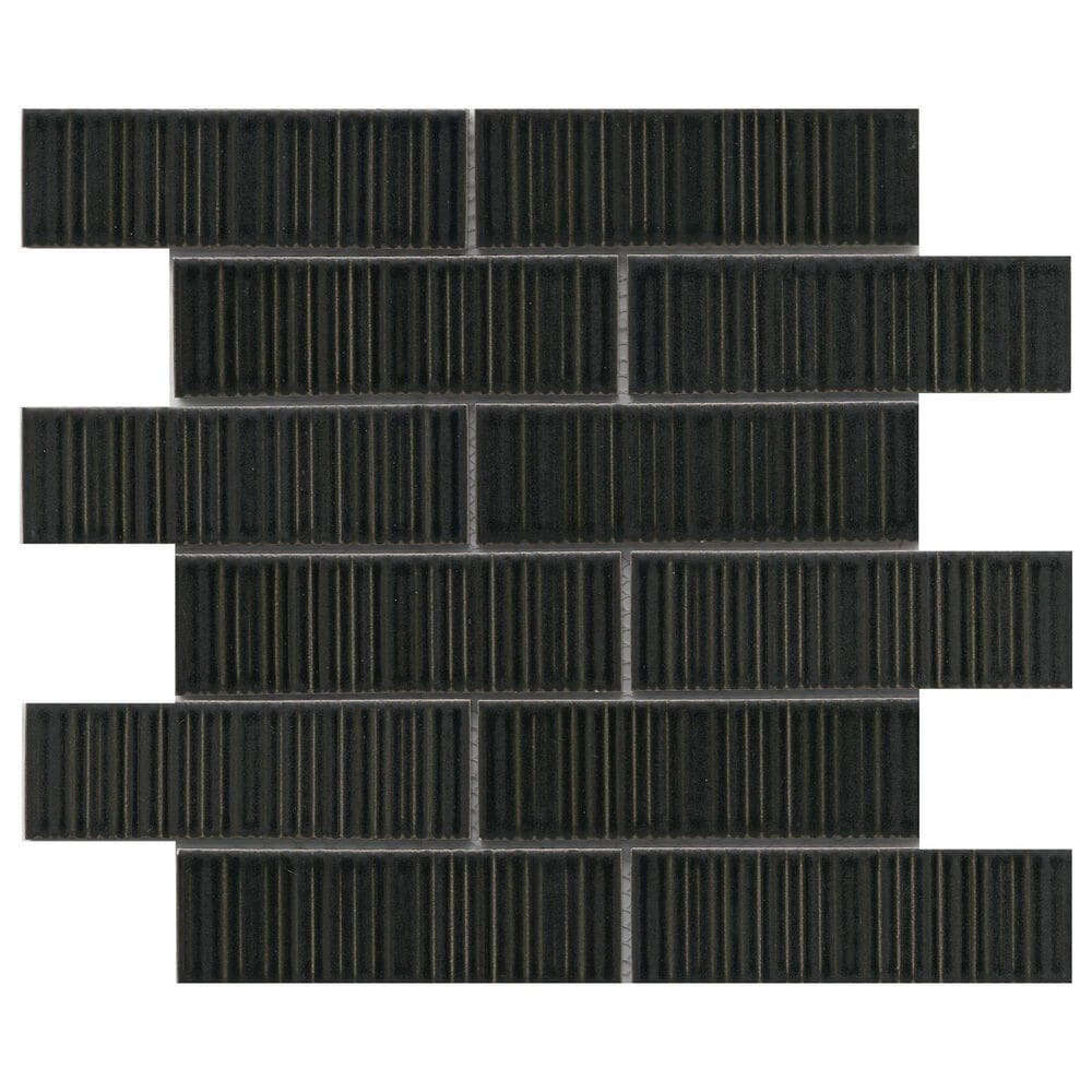 Emser Ornami Yuzen 2" x 6" on 11" x 12" Ceramic Mosaic Sheet, , large
