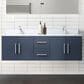 Lexora Home Geneva 60" Double Bathroom Vanity in Navy Blue with 2 cm White Carrara Marble Top and Rectangular Sinks, , large