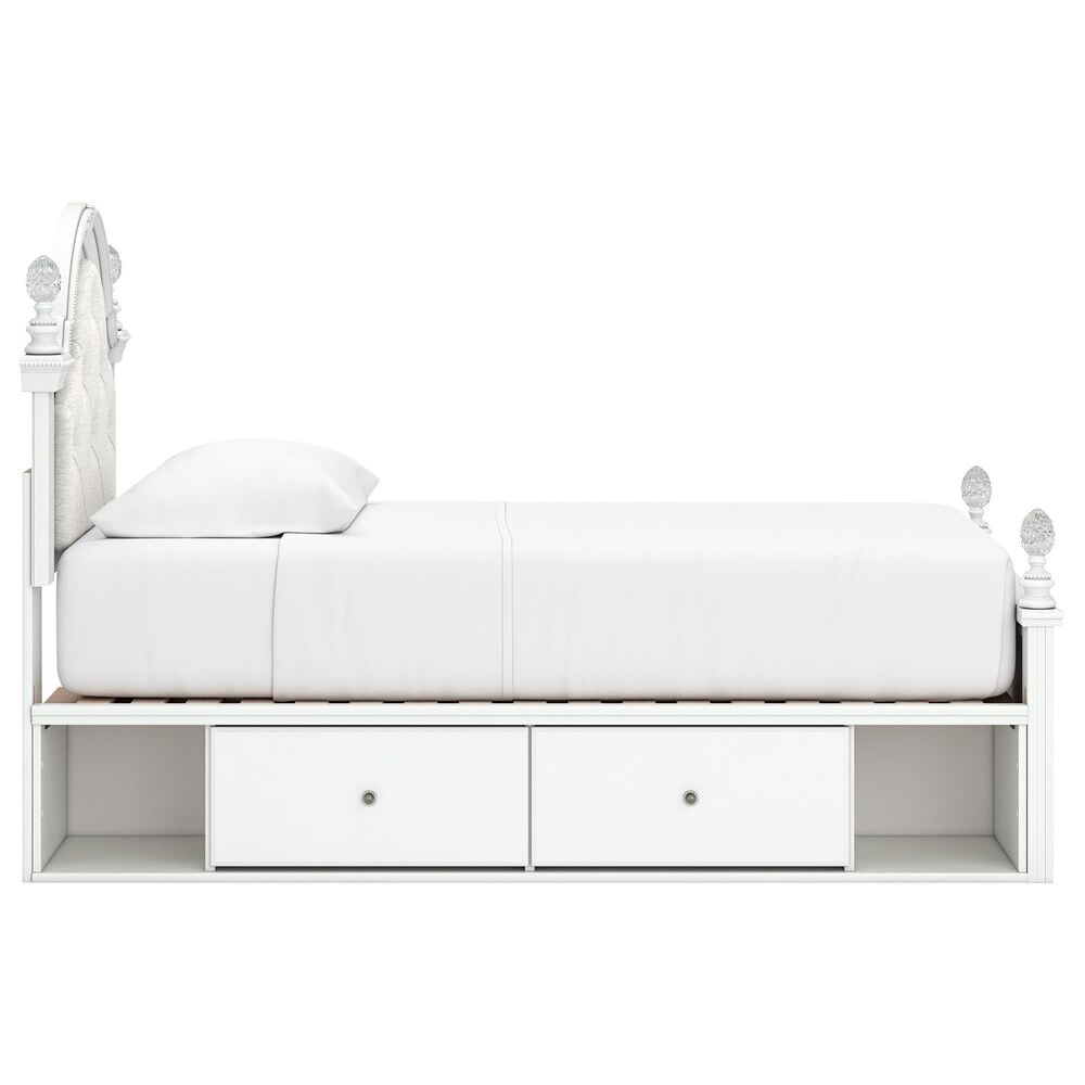 Ashley Kozlani Twin Upholstered Storage Bed in Matte White, , large