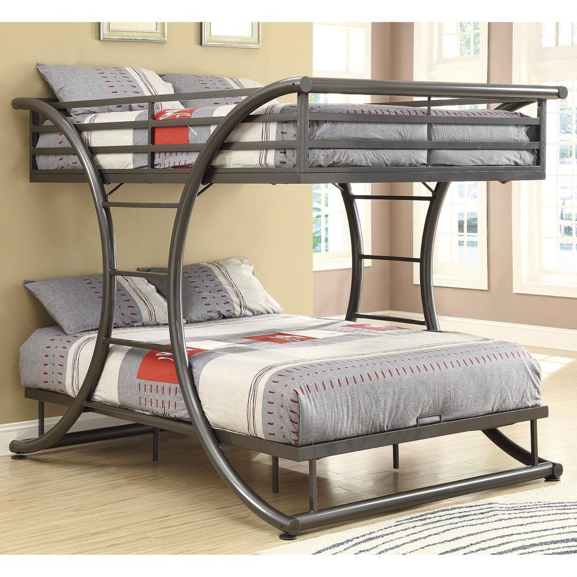 Pacific Landing Full over Full Bunk Bed in Gunmetal Nebraska