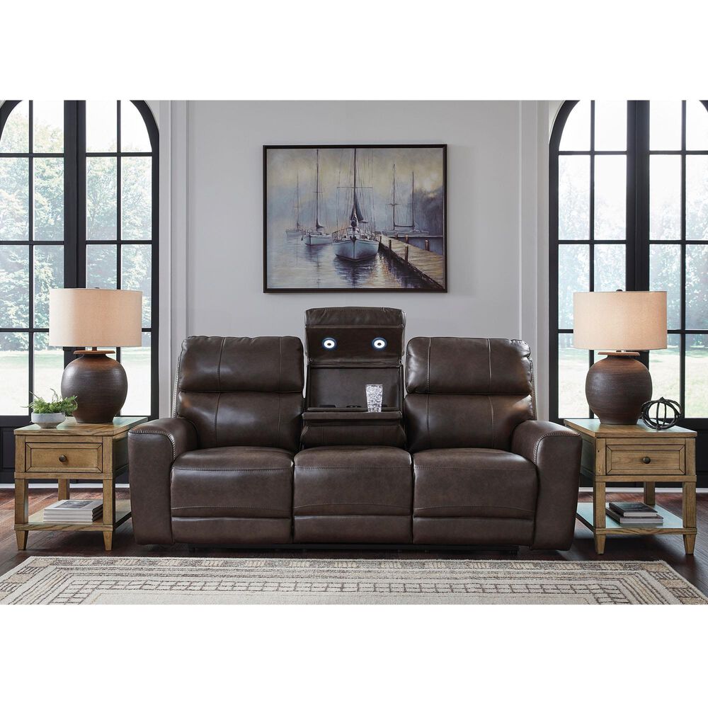 Ashley Crossplex Power Recliner Sofa with Adjustable Headrest in Smoke, , large