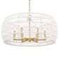 Golden Lighting Ellie 6-Light Chandelier with Bleached White Raphia Rope Shade in Modern Brushed Gold, , large