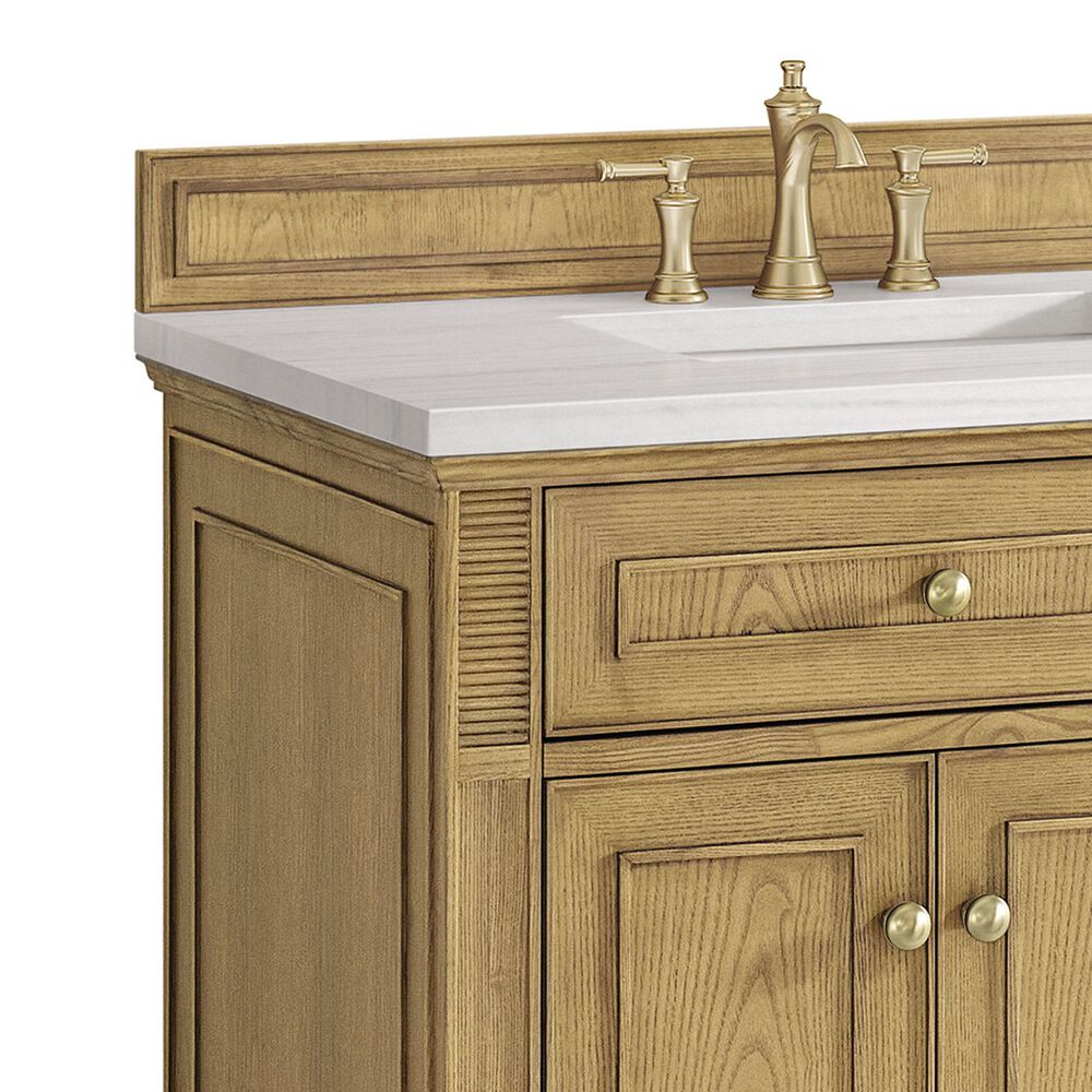 James Martin Vanities Lorelai 72&quot; Double Vanity in Light Natural Oak with 3 cm Arctic Fall Solid Surface Top, , large
