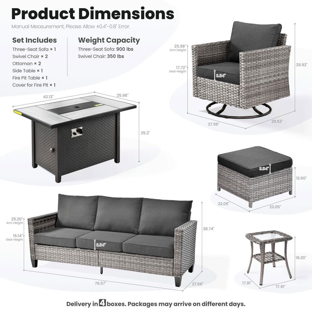 HOMLUX 7 Piece Outdoor Patio Set in Black, , large