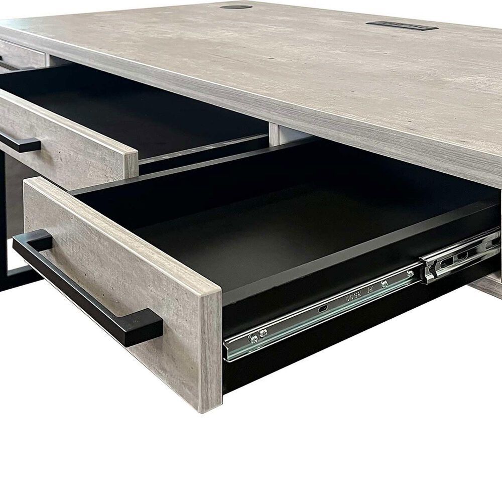 Wycliff Bay Mason 3-Drawer Writing Desk in Concrete and Dark Bronze, , large