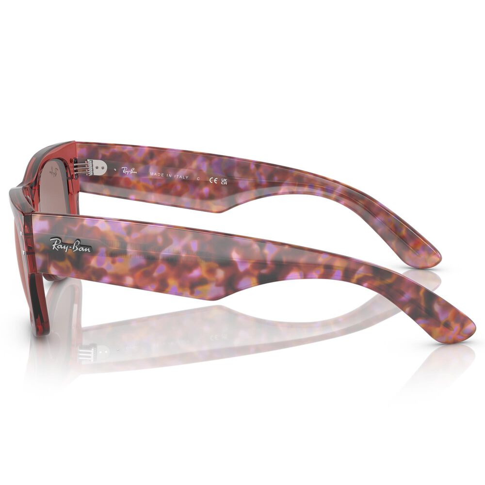 Ray-Ban Mega Wayfarer Sunglass with Red Lenses in Polished Transparent Pink, , large