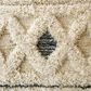 L&R Resources Sinuous Geometric Diamonds 6" Round Cream and Blue Area Rug, , large