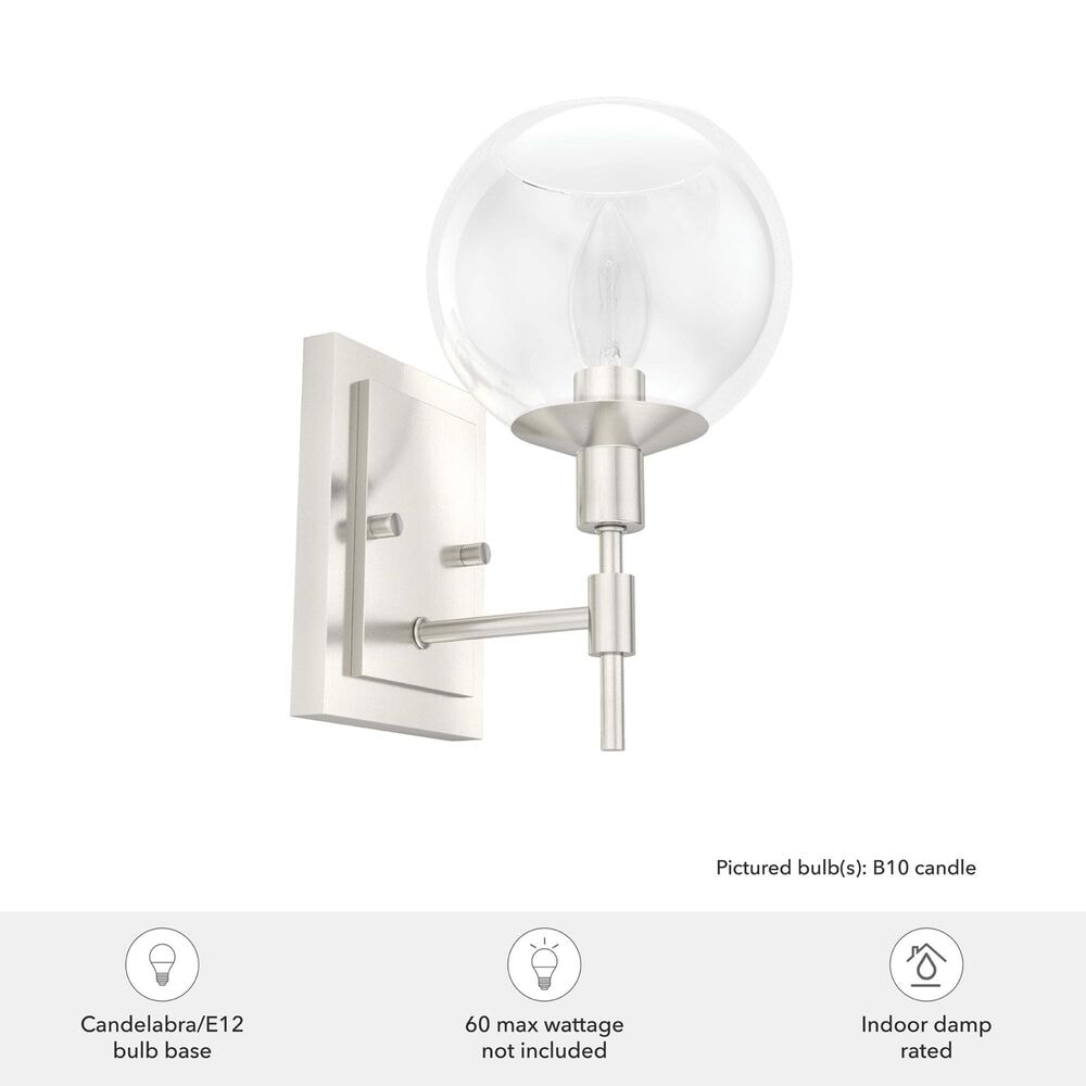 Hunter Xidane 1-Light Wall Sconce in Brushed Nickel, , large