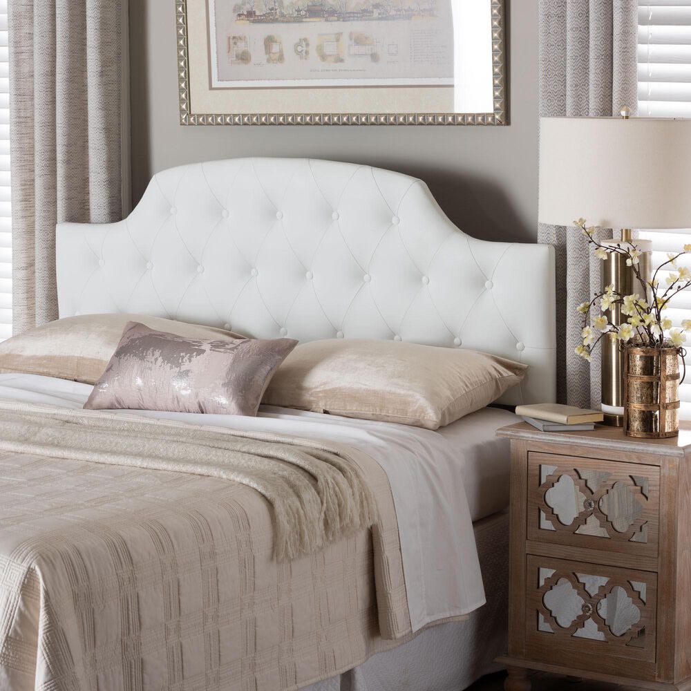 Baxton Studio Morris Queen Headboard with White Upholstered in Black, , large