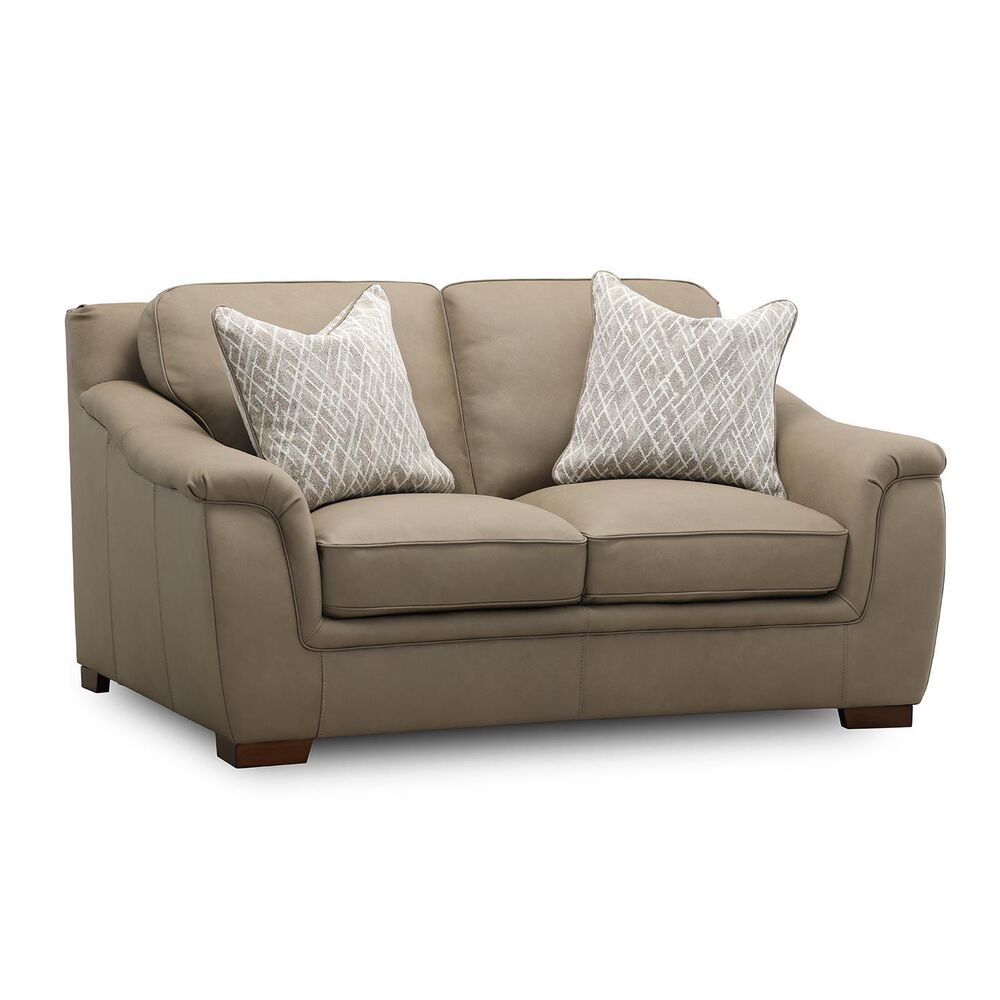 Sienna Designs Leather Stationary Loveseat in Succulents Light Grey, , large