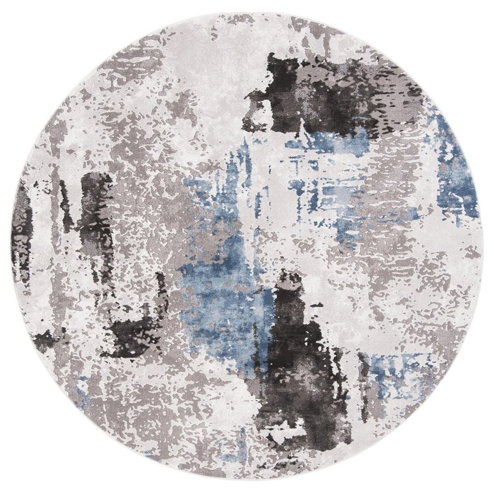 Safavieh Craft CFT820F 4" Round Grey and Blue Area Rug, , large