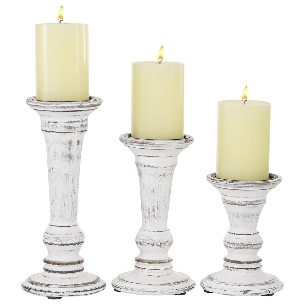 Maple and Jade 6&quot;, 8&quot;, 10&quot; Decorative Candle Holder in White &#40;Set of 3&#41;, , large