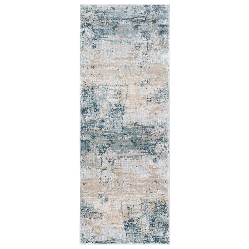Surya Brunswick 2"7" x 10" Dusty Sage, Light Gray, Olive, Pale Blue, Taupe, Teal and Navy Runner, , large