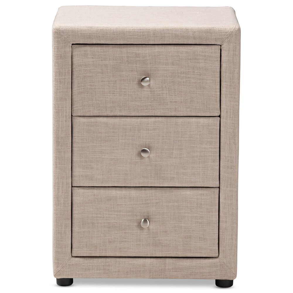 Baxton Studio Tessa 3-Drawer Nightstand in Beige, , large