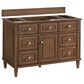 James Martin Vanities Lorelai 48" Single Vanity in Mid-Century Walnut with 3 cm White Zeus Quartz Top, , large