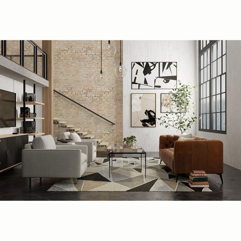 Feizy Kimball Gray, Black and Brown 9&#39; x 12&#39; Area Rug, , large