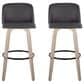 LumiSource Toriano Swivel Bar Stool with Grey Faux Leather Upholstery in Whitewashed and Black (Set of 2), , large