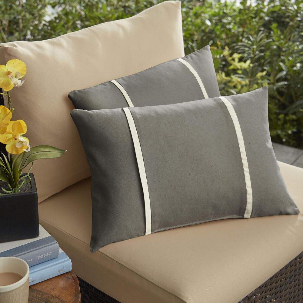 Sorra Home Sunbrella 12" x 24" Pillow in Canvas Charcoal (Set of 2), , large