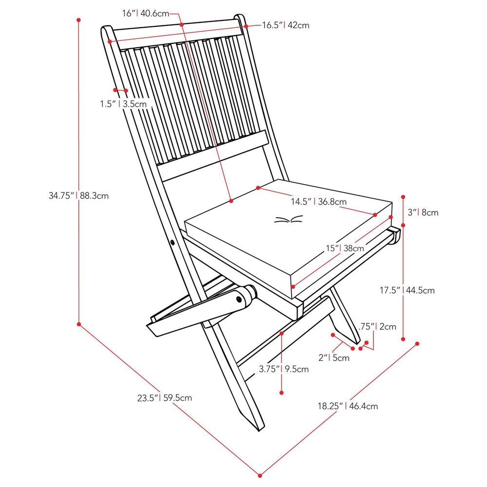 CorLiving Miramar Patio Folding Chair in White/Navy Blue &#40;Set of 2&#41;, , large