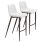 Zuo Modern Magnus Bar Stool in White and Brown (Set of 2), , large