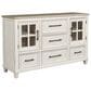 Ashley Shaybrock 5-Drawer Dresser and Mirror in Antique White and Brown, , large