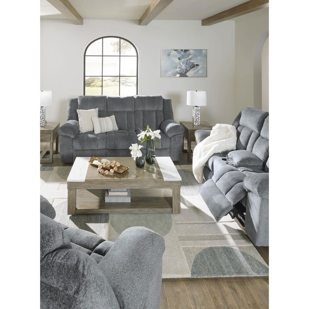 Ashley Tip-Off Power Reclining Loveseat in Slate, , large