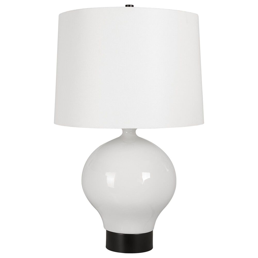 Uttermost Collar Table Lamp in White and Satin Black, , large