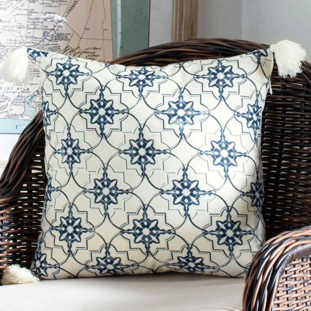 Safavieh Mariella Pillow in White/Blue, , large
