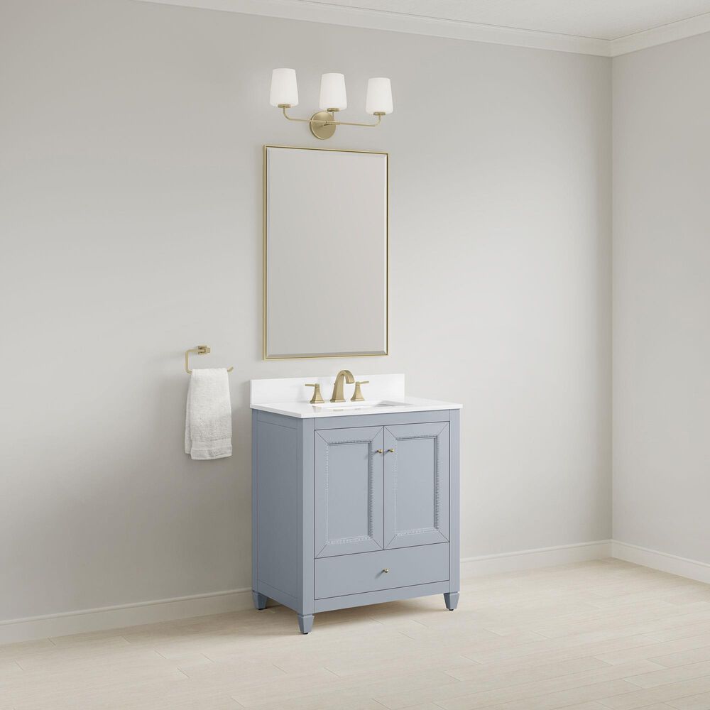 37B Claudine 30" Single Bathroom Vanity in Soft Blue with Glossy White Composite Stone Top and Backsplash, , large