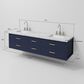Lexora Home Castor 72" Double Bathroom Vanity in Blue with 2 cm White Carrara Marble Top and Rectangular Sinks, , large