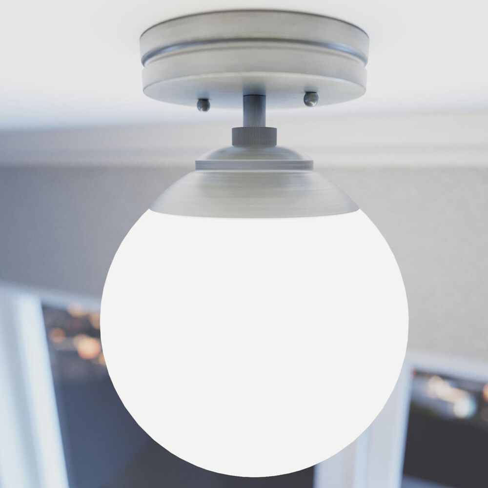 Hunter Hepburn 1-Light Semi-Flush Mount in Brushed Nickel, , large