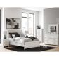 Ashley Zuraleus Queen Upholstered Panel Bed with Two Nightstands in Matte White, , large