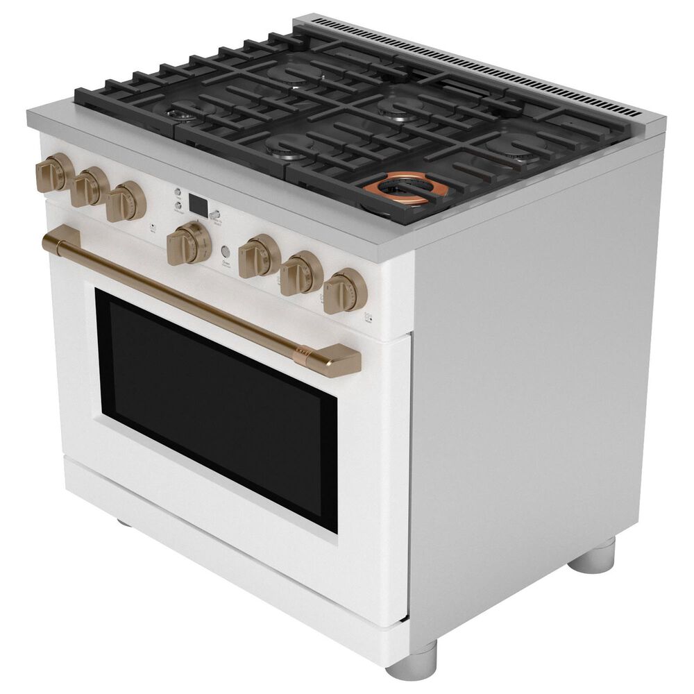 Cafe 5.75 Cu. Ft. Freestanding Dual Fuel Range in Matte White and Brushed Bronze, , large