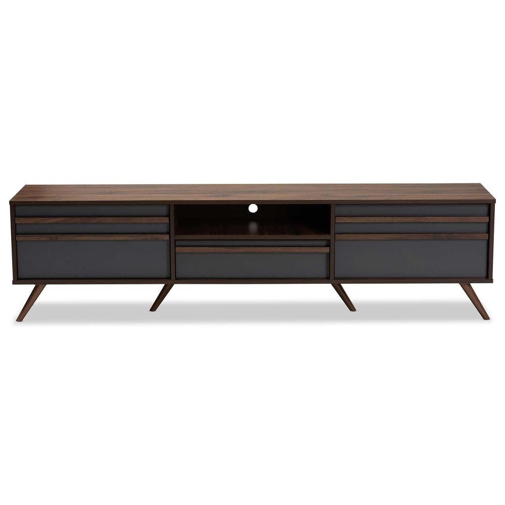 Baxton Studio Naoki 70&quot; TV Stand in Grey and Walnut, , large