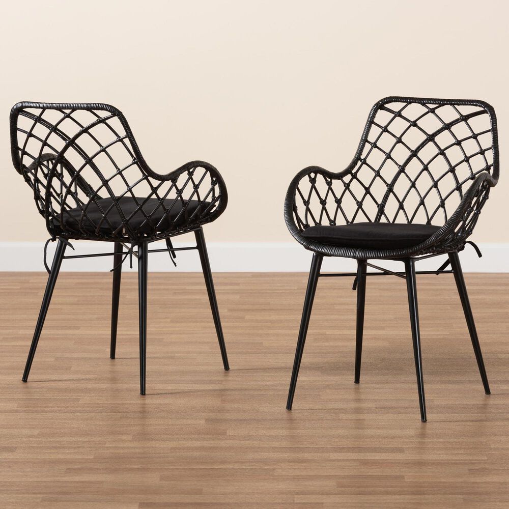 Baxton Studio Ballerina Arm Chair in Black (Set of 2), , large