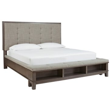 Signature Design by Ashley Hallanden California King Panel Bed with Storage in Antiqued Gray Wash, , large