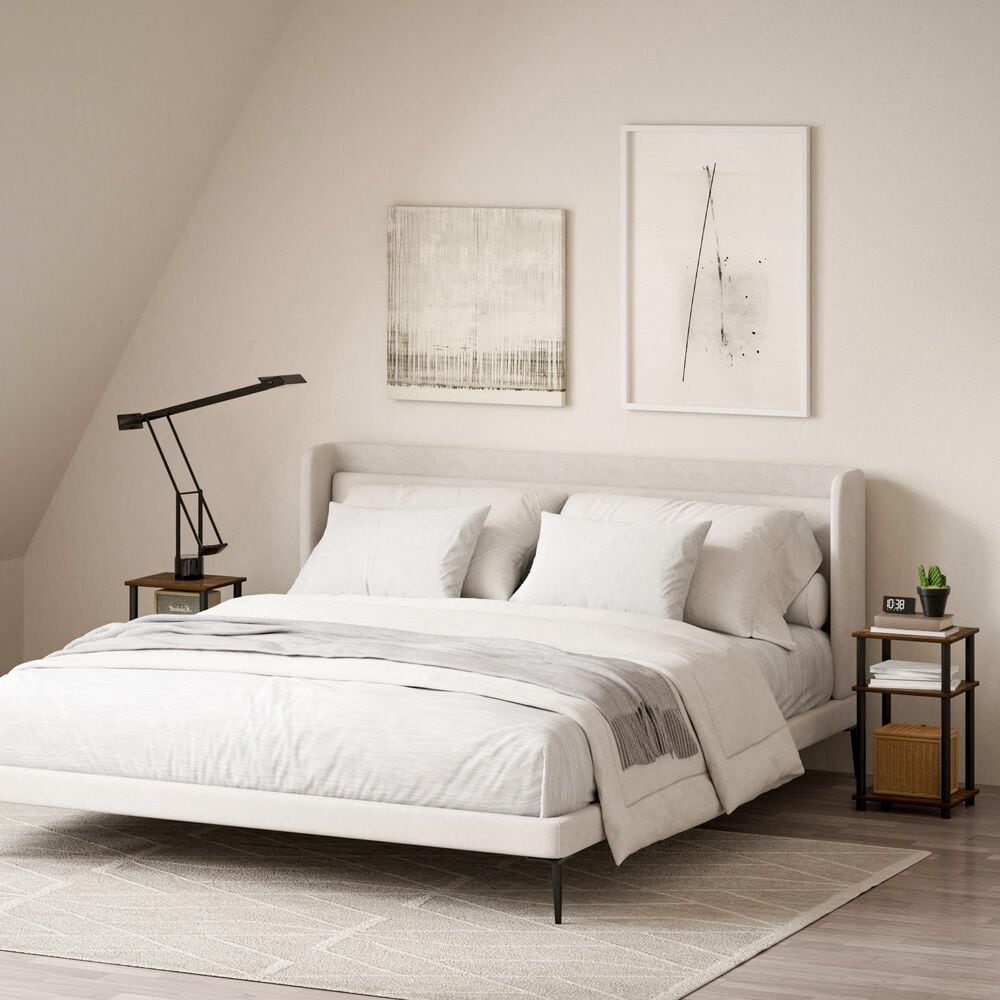 HOMLUX 3-Tier End Table in Amber Pine and Black, , large