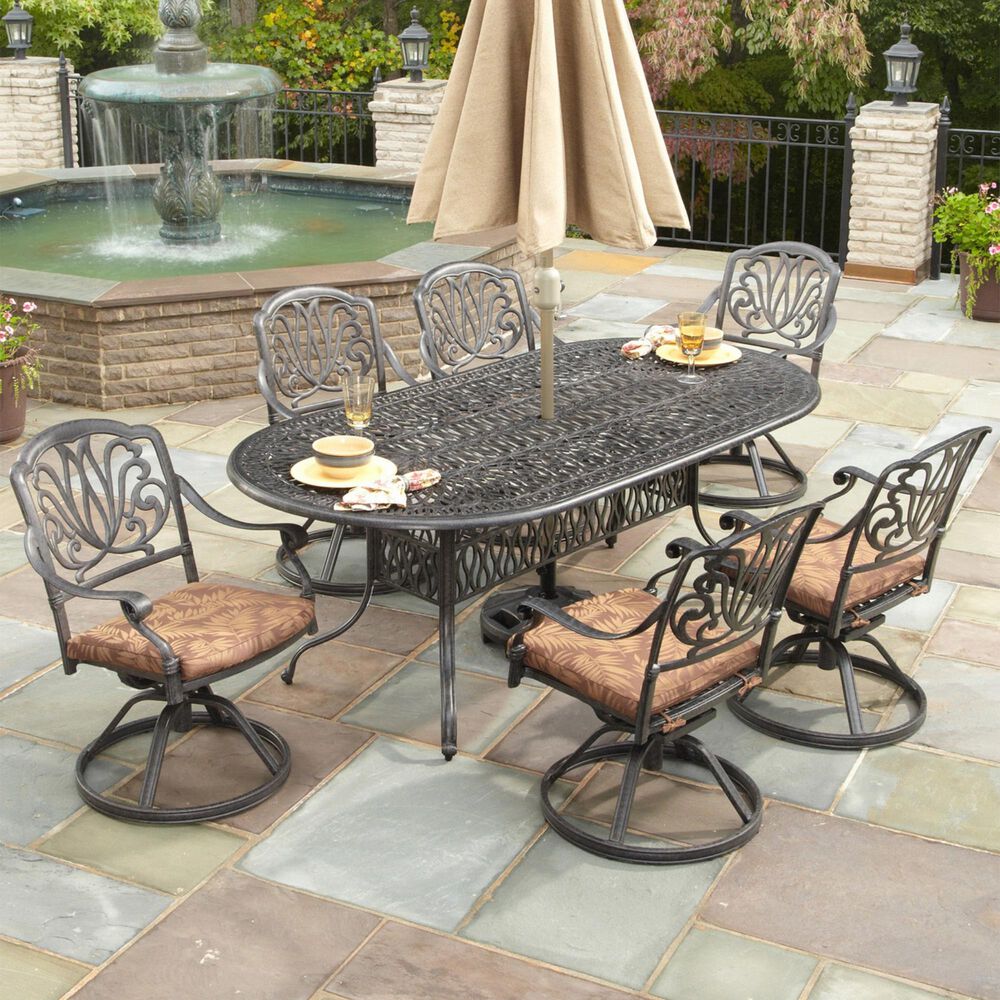Homestyles Capri 7-Piece Dining Set with Swivel Chairs in Gray, , large