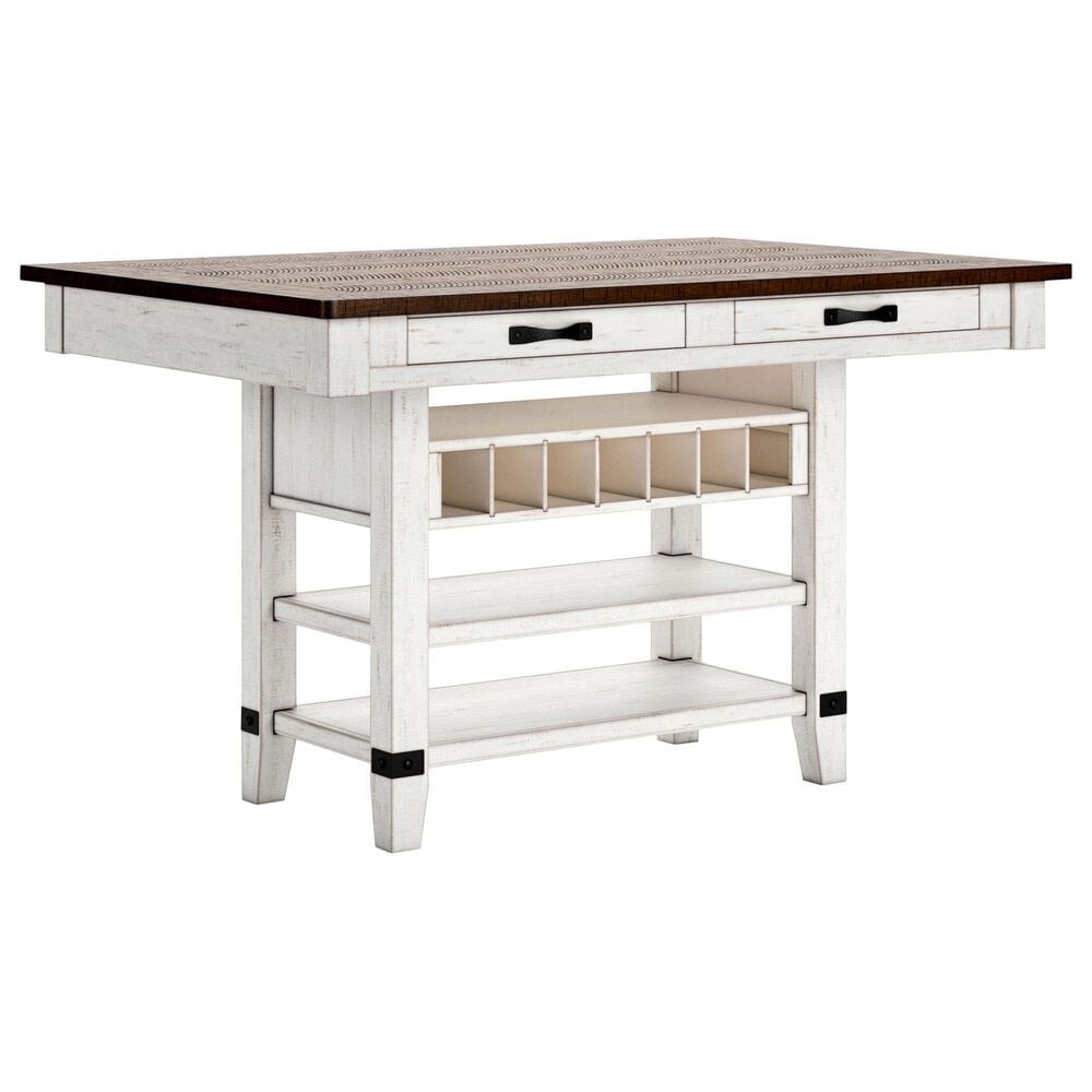 Ashley Valebeck Counter Height Table in White and Brown - Table Only, , large