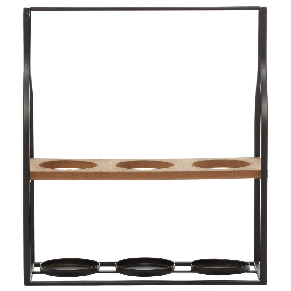 Maple and Jade 16&quot; Farmhouse Metal Wine Holder in Black, , large