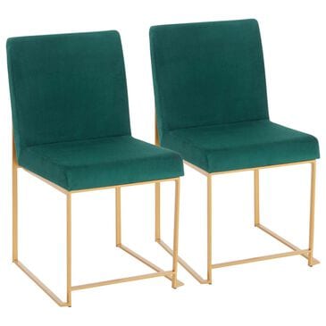 Lumisource Fuji Side Chair with Green Cushion in Gold (Set of 2), , large