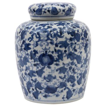 Creative Coop Decorative Large Ceramic Ginger Jar with Lid in Blue and White, , large