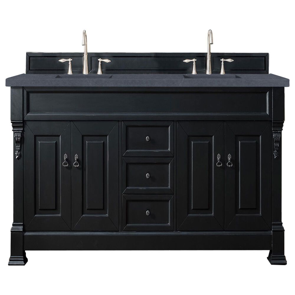 James Martin Vanities Brookfield 72" Double Bathroom Vanity in Antique Black with 3 cm Charcoal Soapstone Quartz Top and Rectangle Sink, , large