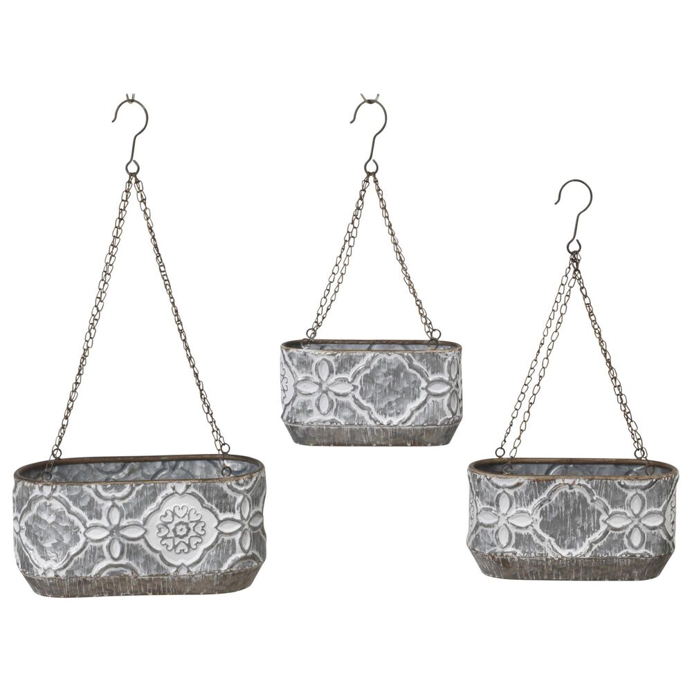 The Gerson Company Nesting Hanging Planters in Gray (Set of 3), , large