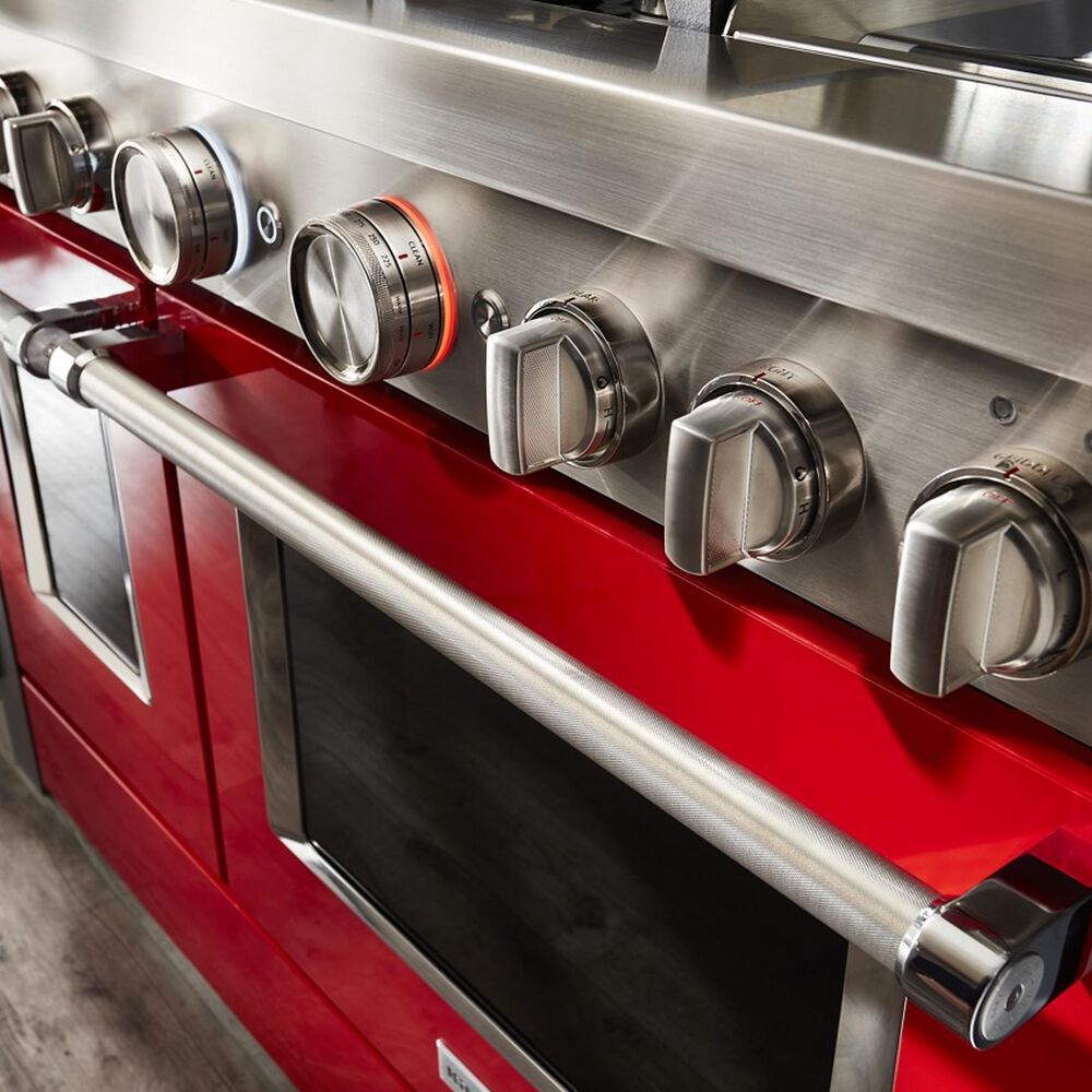 KitchenAid 48&quot; Professional Double Oven Dual Fuel Range in Passion Red, , large
