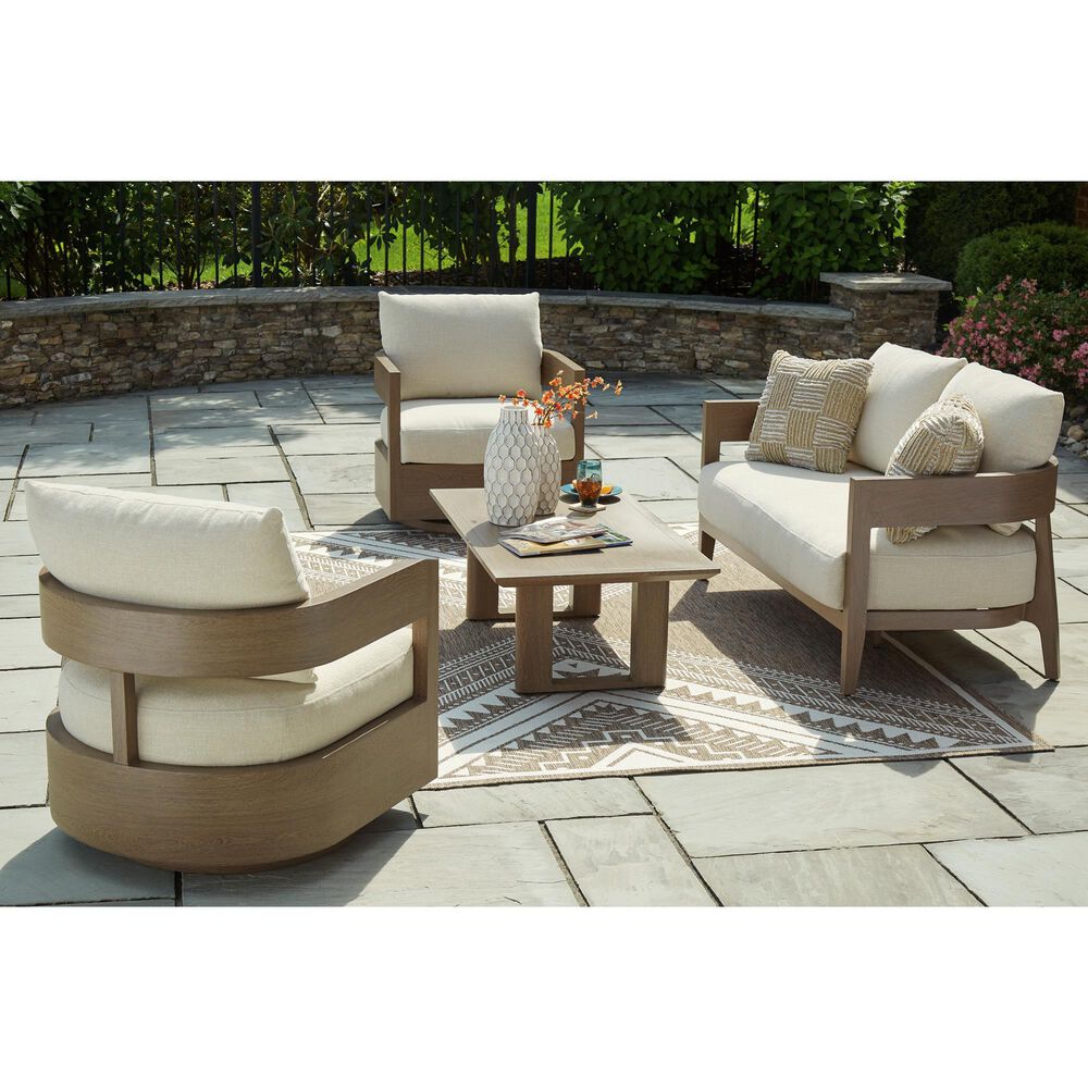 Ashley Serene Bay Patio Loveseat in White, , large