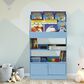 HOMLUX 4-Tier Space Saving Bookshelf with Storage Cabinet and Door in Light Blue, , large